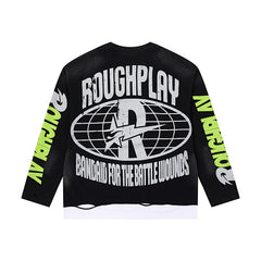 Roughplay Demon Skull Graphic Raglan Long Sleeve T‑Shirt