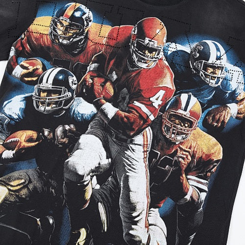 DUAA Football Player Graphic Black Short‑Sleeve T‑Shirt