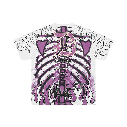 DUAA Purple Skeleton Graphic Short‑Sleeve T‑Shirt