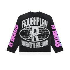 Roughplay Retro Figure Graphic Raglan Long Sleeve T‑Shirt