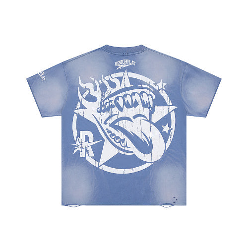 Roughplay Blue Washed Graphic T‑Shirt