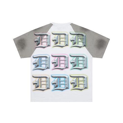 DUAA Multicolor 3D Letter White Short‑Sleeve T‑Shirt