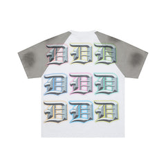 DUAA Multicolor 3D Letter White Short‑Sleeve T‑Shirt