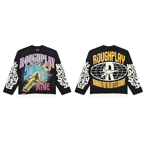 Roughplay Gun Graphic Raglan Long Sleeve T‑Shirt