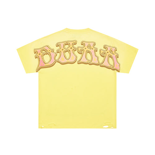 DUAA Peace Sign Graphic Yellow T‑Shirt