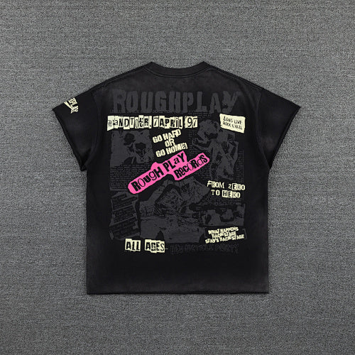 Roughplay Vintage Eagle Tour Graphic Double‑Sided Print Short Sleeve T‑Shirt
