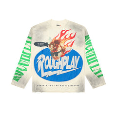 Roughplay Flame Graphic Raglan Long‑Sleeve Tee