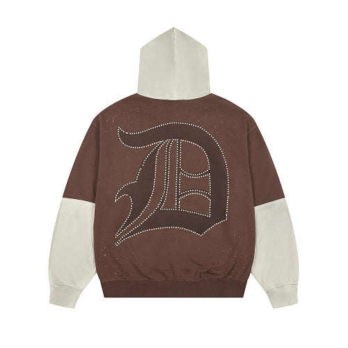 DUAA Two‑Tone D‑Logo Pullover Hoodie