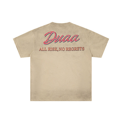 DUAA Retro‑Car Graphic Khaki Short‑Sleeve T‑Shirt