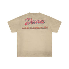 DUAA Retro‑Car Graphic Khaki Short‑Sleeve T‑Shirt