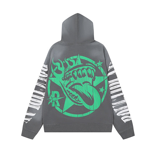 Roughplay Green Skull Graphic Hoodie