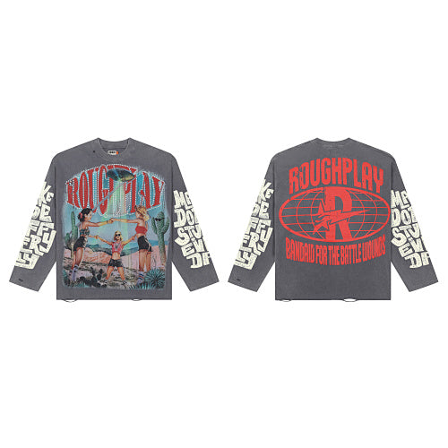 Roughplay Vintage Graphic Raglan Long Sleeve T‑Shirt