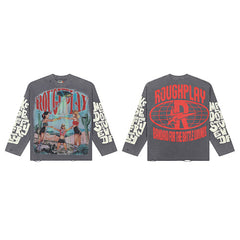 Roughplay Vintage Graphic Raglan Long Sleeve T‑Shirt