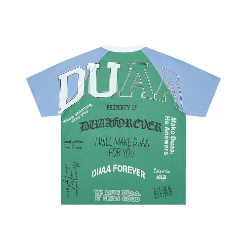 DUAA Green‑Blue Raglan Short‑Sleeve T‑Shirt