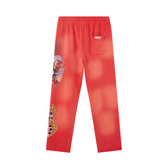 DUAA Red Gradient Graphic Street Sweatpants