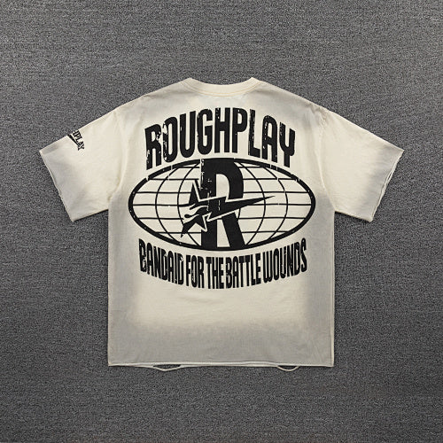 Roughplay Retro Cartoon Graphic Double‑Sided Print Short Sleeve T‑Shirt