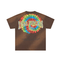 DUAA Tie‑Dye Graphic Brown T‑Shirt