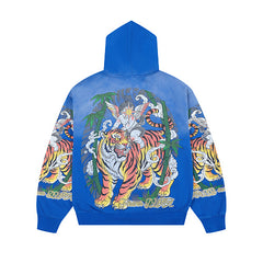 DUAA Blue Tiger & Angel Zip‑Up Hoodie