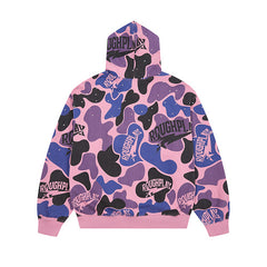 Roughplay Multi‑Color Camo Zip‑Up Hoodie