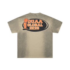 DUAA Basketball‑Graphic Distressed Washed‑Olive Short‑Sleeve T‑Shirt