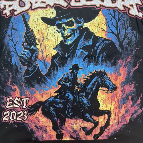 ROYAL DESERT Cowboy Rider Vintage Black T‑Shirt