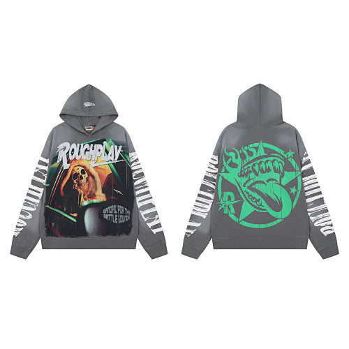 Roughplay Green Skull Graphic Hoodie