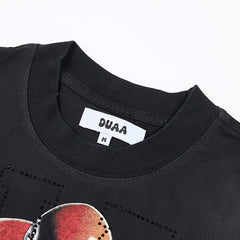 DUAA Football Player Graphic Black Short‑Sleeve T‑Shirt