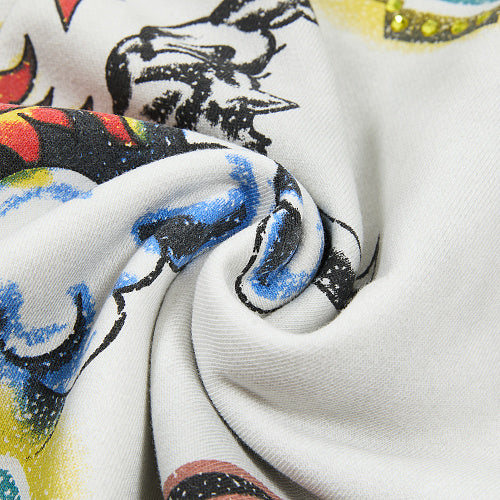DUAA White Tattoo‑Style Graphic Sweatpants