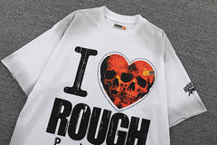 Roughplay I Love Rough Heart Graphic Double‑Sided Print Short Sleeve T‑Shirt