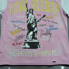 Vareallday Statue‑of‑Liberty Graphic Ringer T‑Shirt