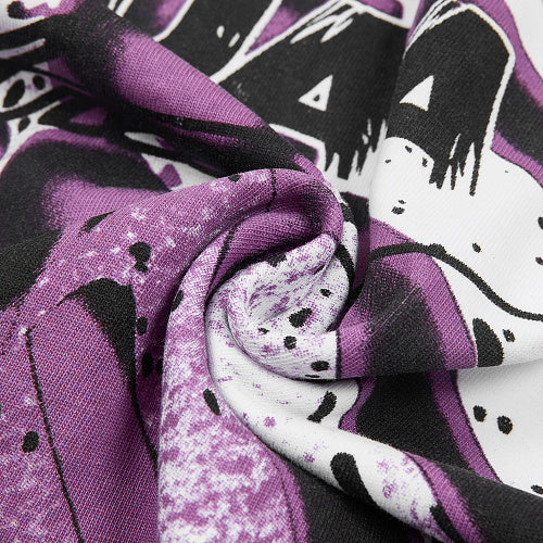 DUAA Purple Skeleton Graphic Short‑Sleeve T‑Shirt