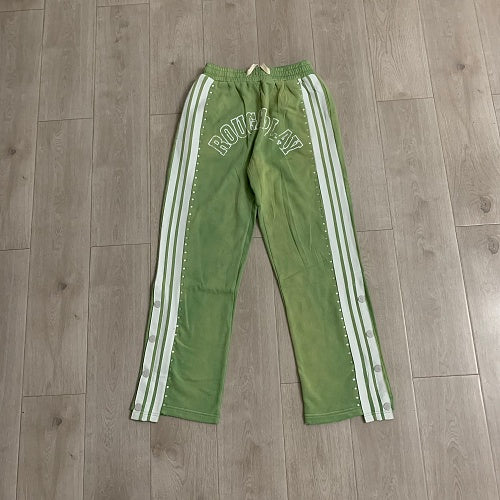 Roughplay Green Side‑Stripe Flare Sweatpants