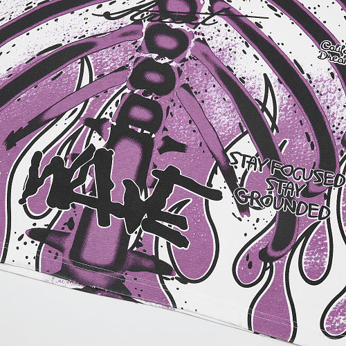 DUAA Purple Skeleton Graphic Short‑Sleeve T‑Shirt