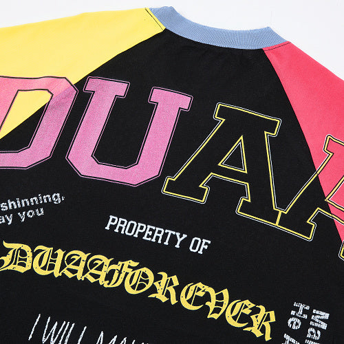 DUAA Color‑Block Raglan Short‑Sleeve T‑Shirt