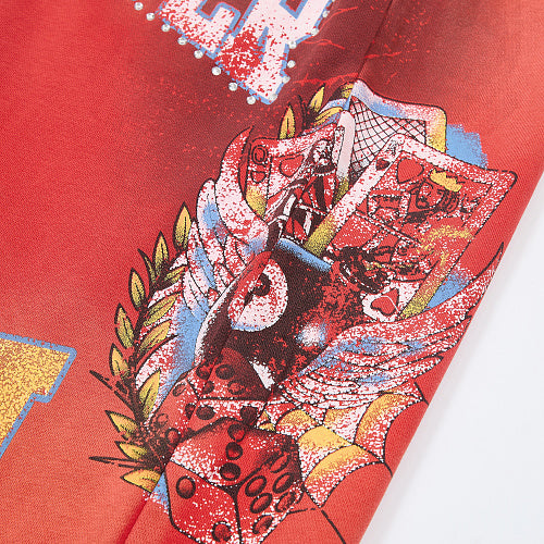 DUAA Red Gradient Graphic Street Sweatpants