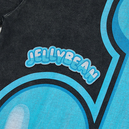 Jellybean Blue Skull Graphic Double‑Sided Print Short Sleeve T‑Shirt