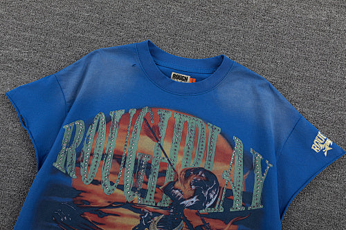 Roughplay Vintage Bee Graphic Double‑Sided Print Short Sleeve T‑Shirt