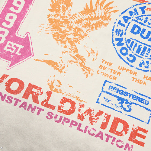 DUAA Worldwide Letter‑Graphic Washed‑Grey Short‑Sleeve T‑Shirt