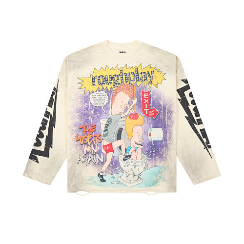 Roughplay Vintage Graffiti Long‑Sleeve Top