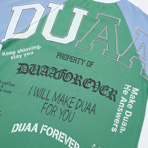 DUAA Green‑Blue Raglan Short‑Sleeve T‑Shirt