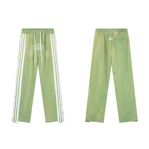 Roughplay Green Side‑Stripe Flare Sweatpants