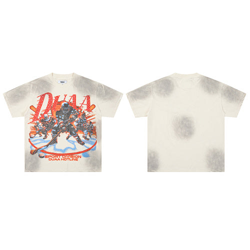 DUAA Vintage‑Wash Graphic Off‑White Short‑Sleeve T‑Shirt