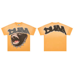 DUAA Yellow Panther Graphic Short‑Sleeve T‑Shirt