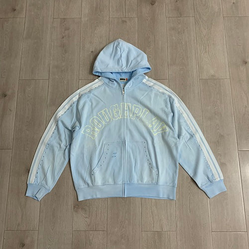 Roughplay Light‑Blue Graphic Zip‑Up Hoodie