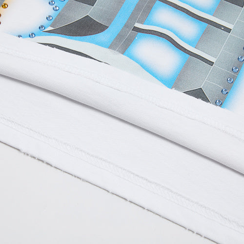 DUAA Multicolor 3D Letter White Short‑Sleeve T‑Shirt