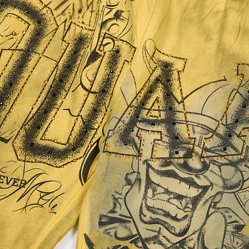 DUAA Yellow Vintage Printed Street Sweatpants