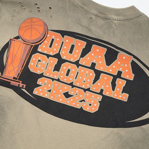 DUAA Basketball‑Graphic Distressed Washed‑Olive Short‑Sleeve T‑Shirt