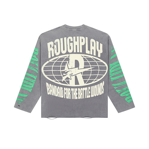 Roughplay Flame Graphic Raglan Long‑Sleeve Tee
