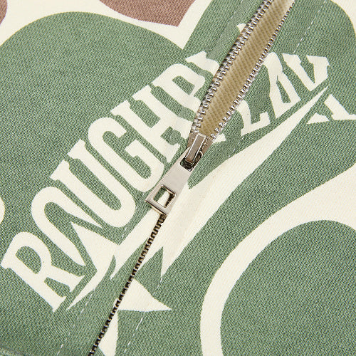 Roughplay Green Camo Graphic Zip‑Up Hoodie