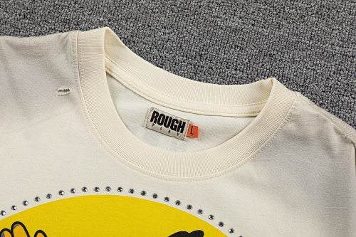 Roughplay Retro Cartoon Graphic Double‑Sided Print Short Sleeve T‑Shirt